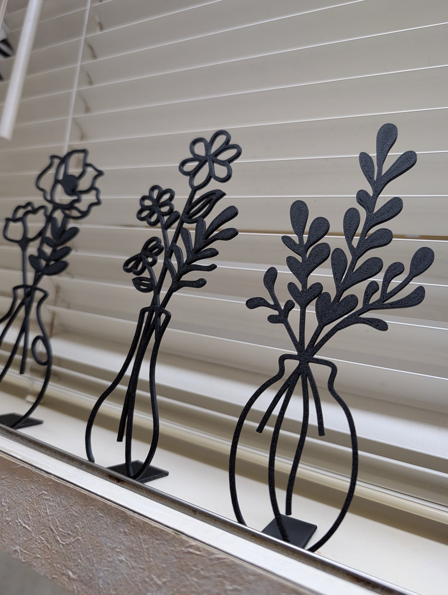 Silhouette Flower Vases, Set of 3 Home Decor Made in USA