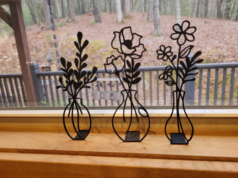 Silhouette Flower Vases, Set of 3 Home Decor Made in USA
